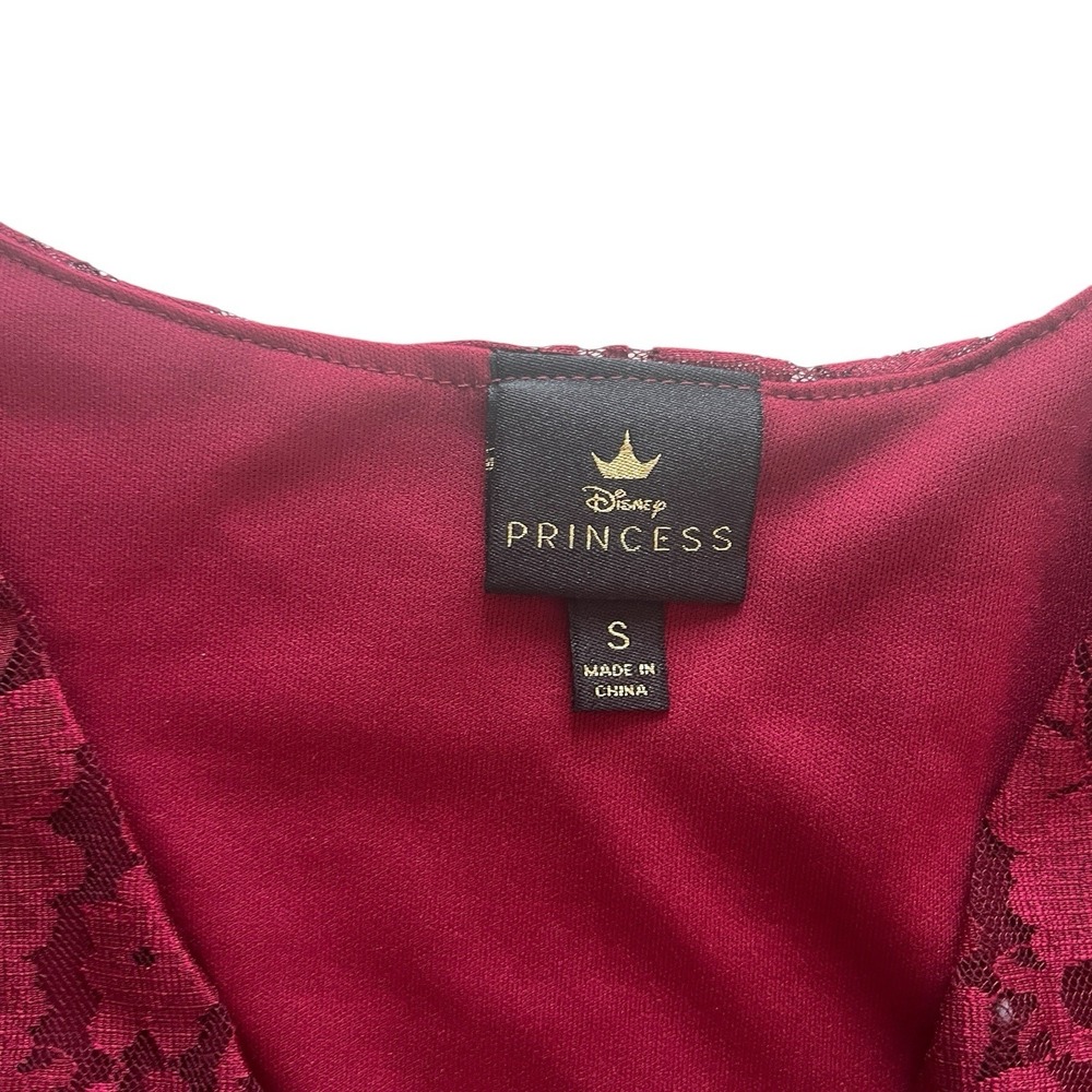 Disney Princess Women's Size S Burgundy Lace Wrap Dress‎ V-Neck Long Sleeve - Picture 3 of 9